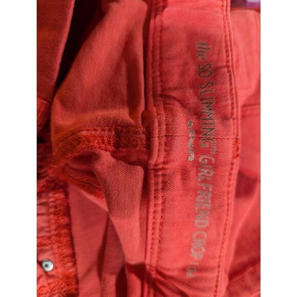 Chico's Women's Orange Solid Mid-Rise So Slimming Cropped Pants Size 1.5 - Picture 2 of 7
